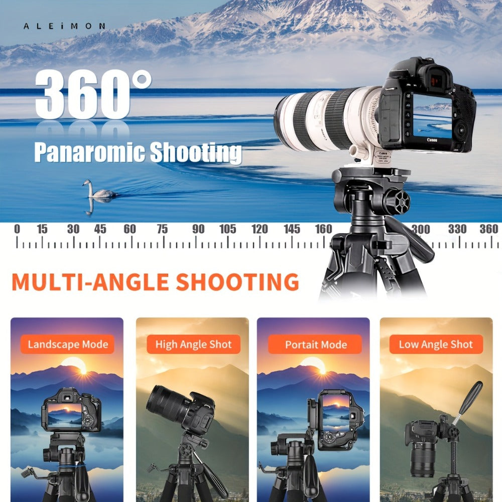 Aluminum Tripod 74 Inch Red 3-Section, ALEiMON 188cm Adjustable Camera Stand with Tote Bag for DSLR