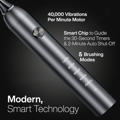 Electric Toothbrush with Five Modes, 40, 000 Vibrations per Minute, Type-C Charging and Four or Eight Heads