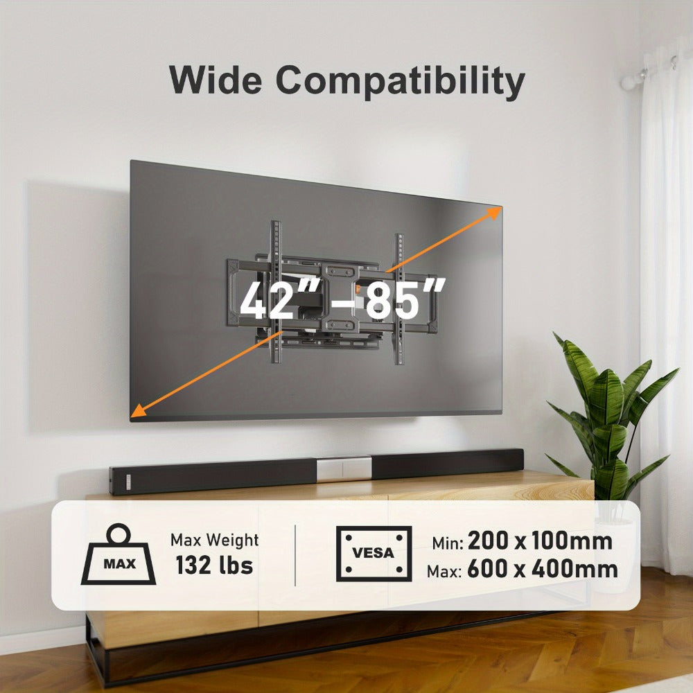F11 Dual-Arm Full-Motion TV Wall Mount with Wide Wall Plate, Tilt, Swivel and Extension Controls