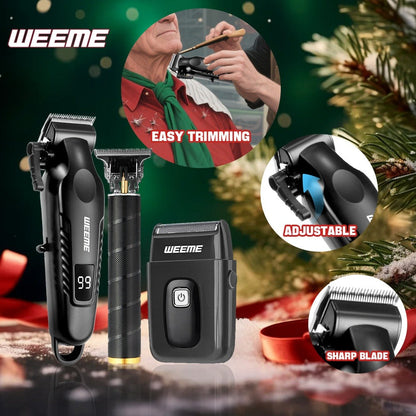 Hair Clipper WEEME One-, Two- or Three-Piece Grooming Sets with LCD Displays, USB Charging and Four Options