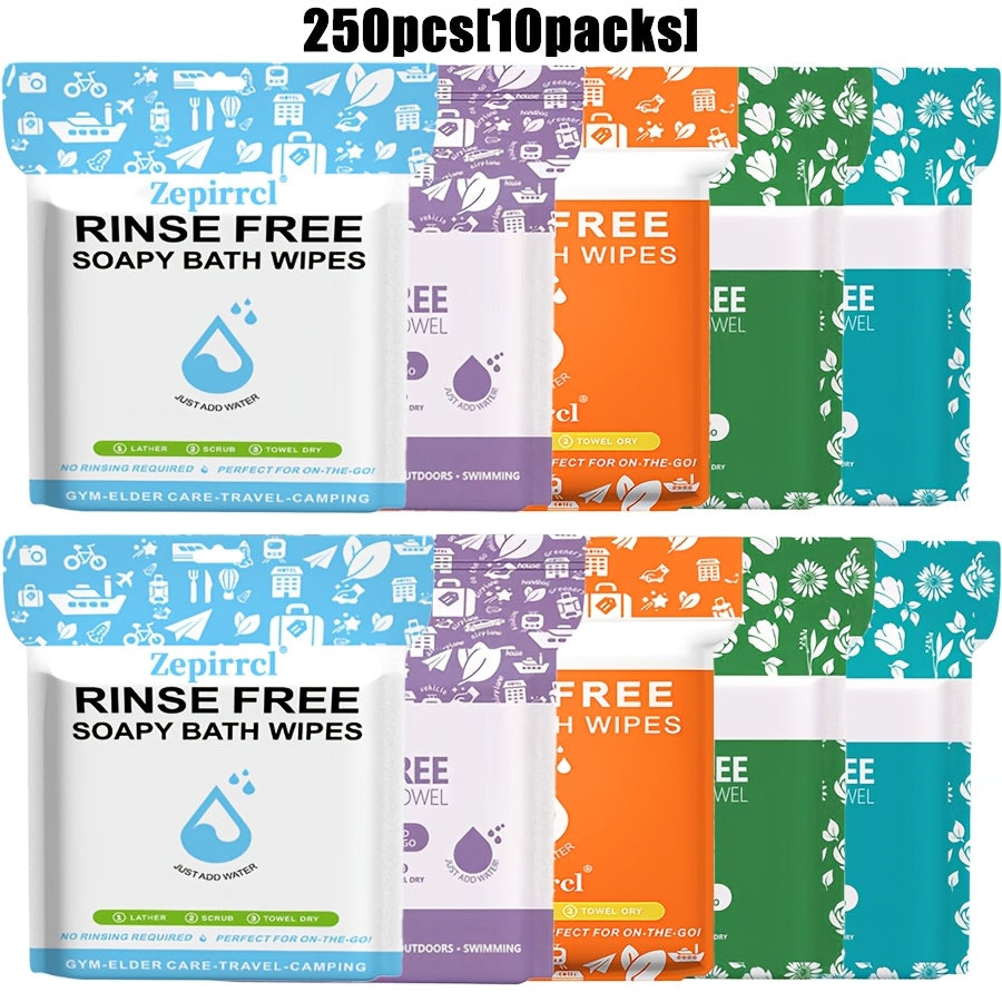 Disposable No-Rinse Soap Towel Sheets for Travel Camping Gym - Portable Foam Bath Towel for Bath Time, Home Spa and Personal Care