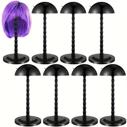 Portable Wig Stand Set, Eight 13.8-Inch Detachable Holders in White, Rose Red or Black for Display