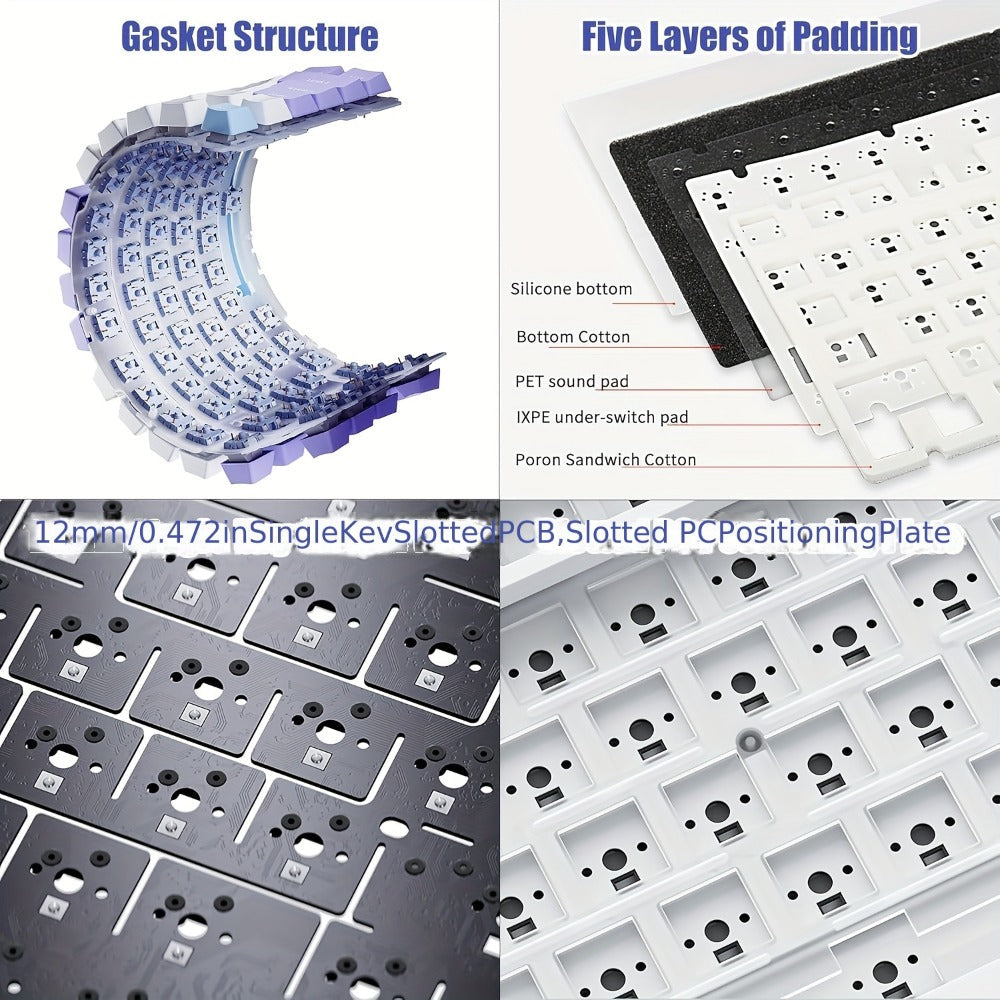 Hot Swap Gasket Mechanical Keyboard AJAZZ AK820 75%, Wireless 2.4GHz & Wired, Volume Knob, South-Facing RGB