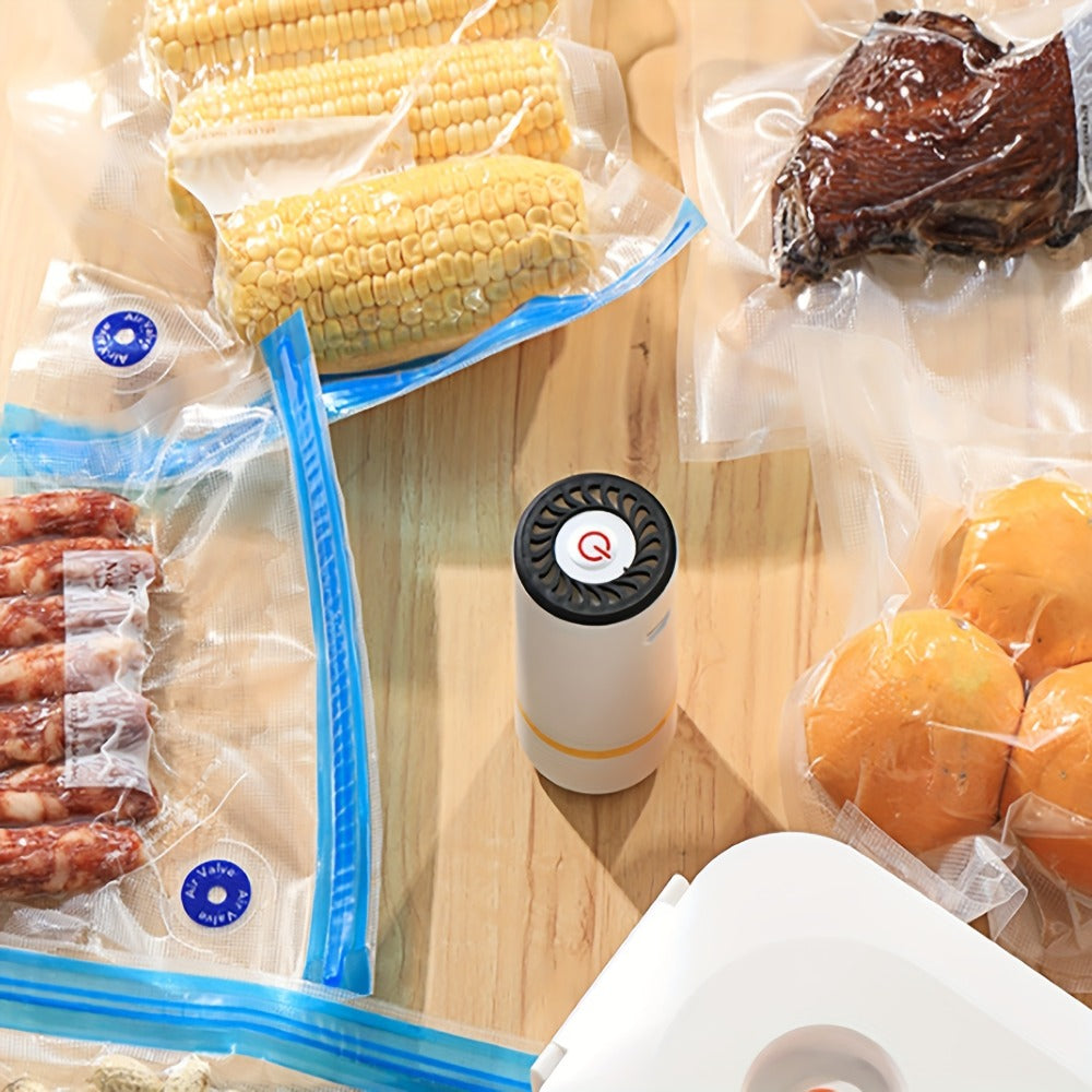 Vacuum Sealer Kit with USB Rechargeable Pump & 9 Reusable Vacuum Seal Bags (3 Sizes), Portable Mini Electric Food Sealer for Sous Vide
