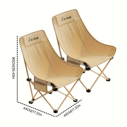 Portable Folding Moon Chair High Back 2pcs – Durable Iron Alloy Frame, Lightweight Foldable Camping Chair for Outdoor Leisure, Fishing
