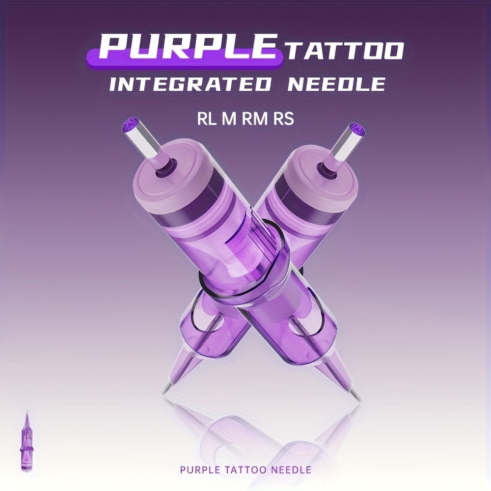 Tattoo Cartridge Needles 30 50pcs Purple RL RS RM M1 Mixed Sizes - Tuffking Disposable for Temporary Body Art, Festivals and Costumes
