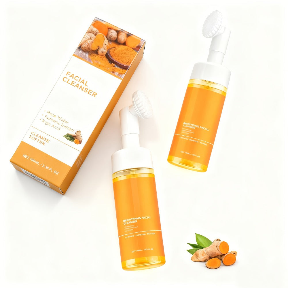 Turmeric Kojic Acid Facial Cleanser 2pcs Set – Deep Cleansing Oil Control Pore Refining Brightening Face Wash for Women Men