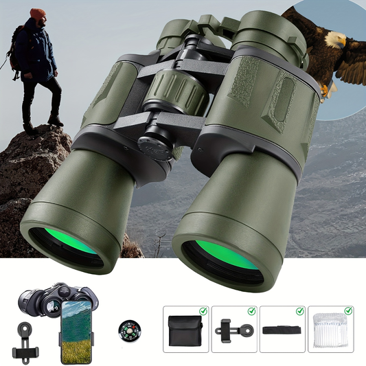Full-Size 10x50 Binoculars with Smartphone Adapter, Carry Case and Neck Strap in Black, Mud or Green