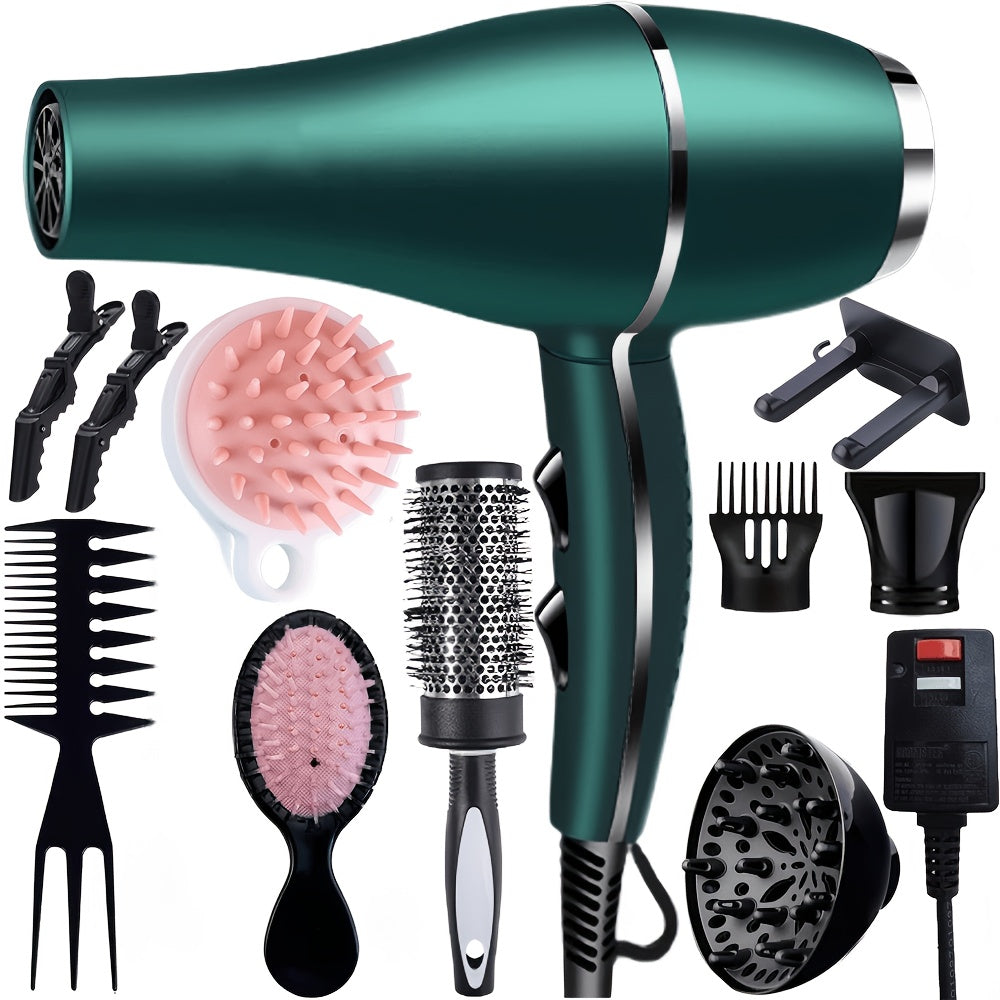Handheld Hair Dryer with Six Color and Accessory-Package Selections, Rear Intake and Inline Plug Control