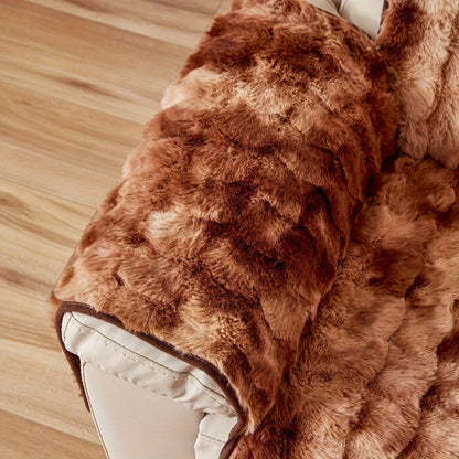 Plush Faux-Fur Style Recliner Chair Drape, 55 x 190 cm, in Coffee, Gray or White for One Seat