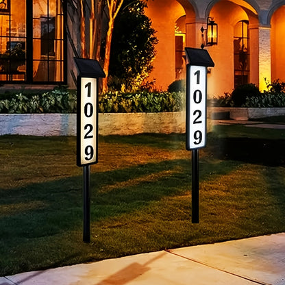Solar Column Sign Light LED Address Sign Light Outdoor - Dusk to Dawn Solar Powered Post Light for Home Driveway Gate Lawn Floor Yard