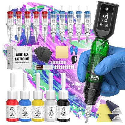 Rotary Tattoo Pen Machine Kit, 1200mAh Battery, LED Display, 4.0mm Stroke, Anti-Slip Grip, Adjustable 4-12V