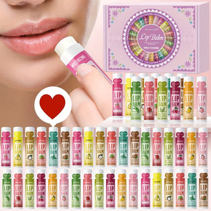 Lip Balm Gift Set 48pcs MISS FACTORX – Moisturizing Glycerin Lip Butter, Hypoallergenic Natural Finish for All Skin Types
