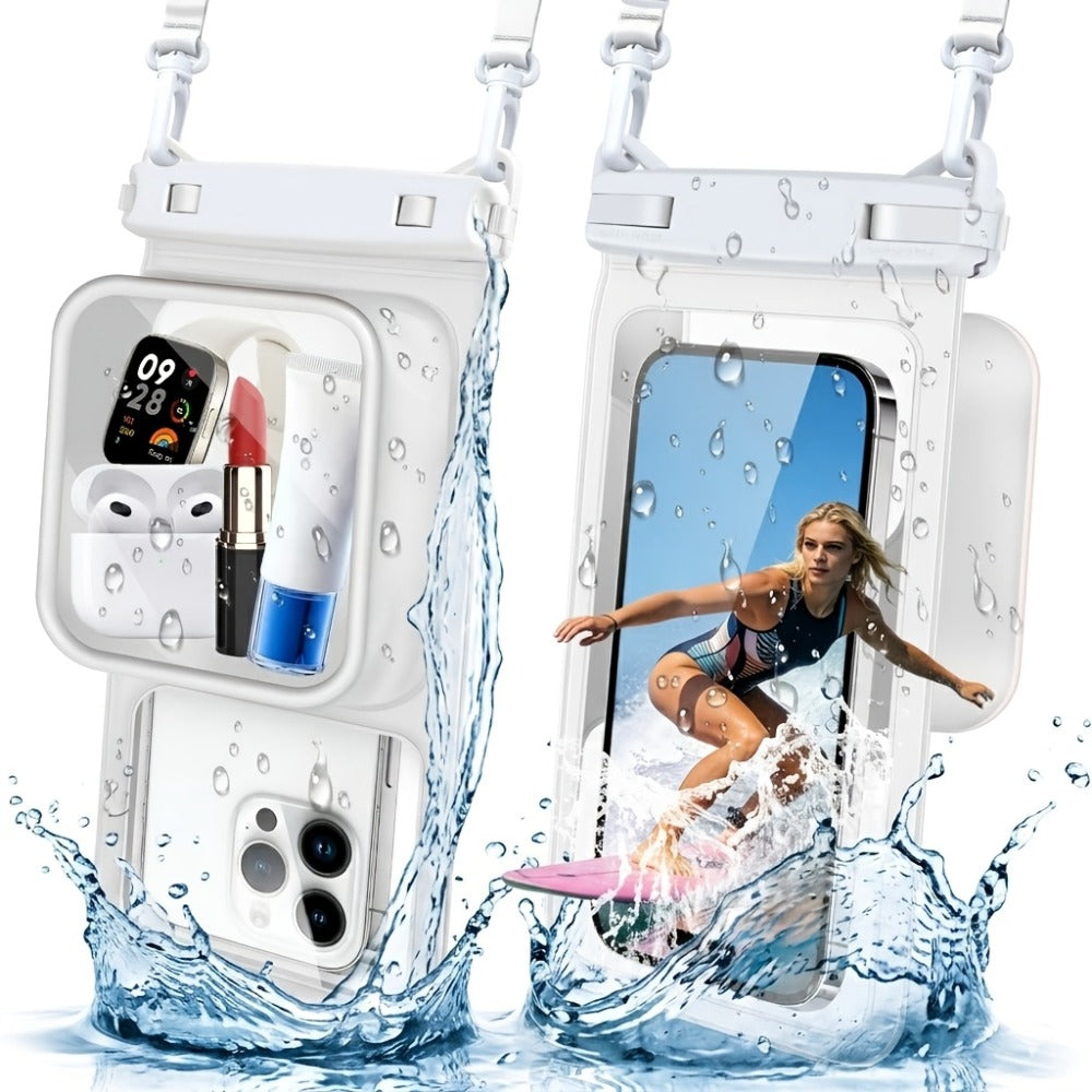 Phone Pouch 2 Pack Floating Dual Compartment Dry Bag for Camping, Travel and Outdoor Use, with the Listed Configuration