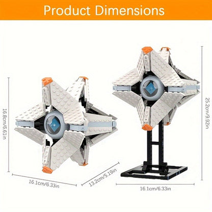 Building Block Set LA0137 Shell Display Model with 378 Pieces, Adjustable Panels and Black Stand