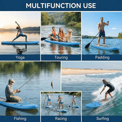 Stand Up Paddle Board 10ft 350lbs Inflatable SUP 3 Fins EVA Non-Slip Deck 12-15PSI Alloy Paddle Hand Pump Repair Kit Carrying Bag