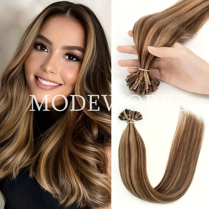 Remy Human Hair U Tip Keratin Extensions Straight Seamless Invisible Nail Tip Bond 50 Strands 12 14 16 18 20 Inch Natural Black Jet Black