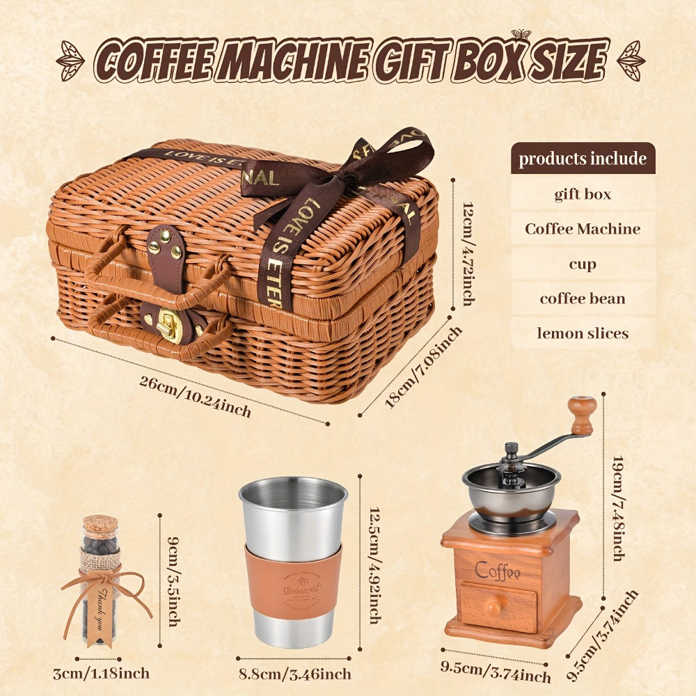 Manual Coffee Grinder Hand Grinder with 304 Stainless Steel Burr, Portable Square Coffee Mill for Travel
