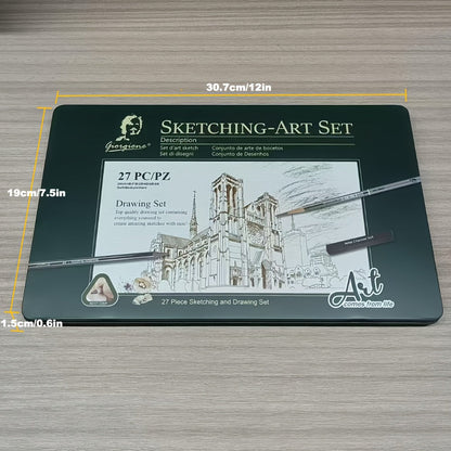 Sketching Pencil Set 27 Piece with Charcoal Pencils Charcoal Sticks Erasers Drawing Supplies for Artists Beginners Students Sketching Quick