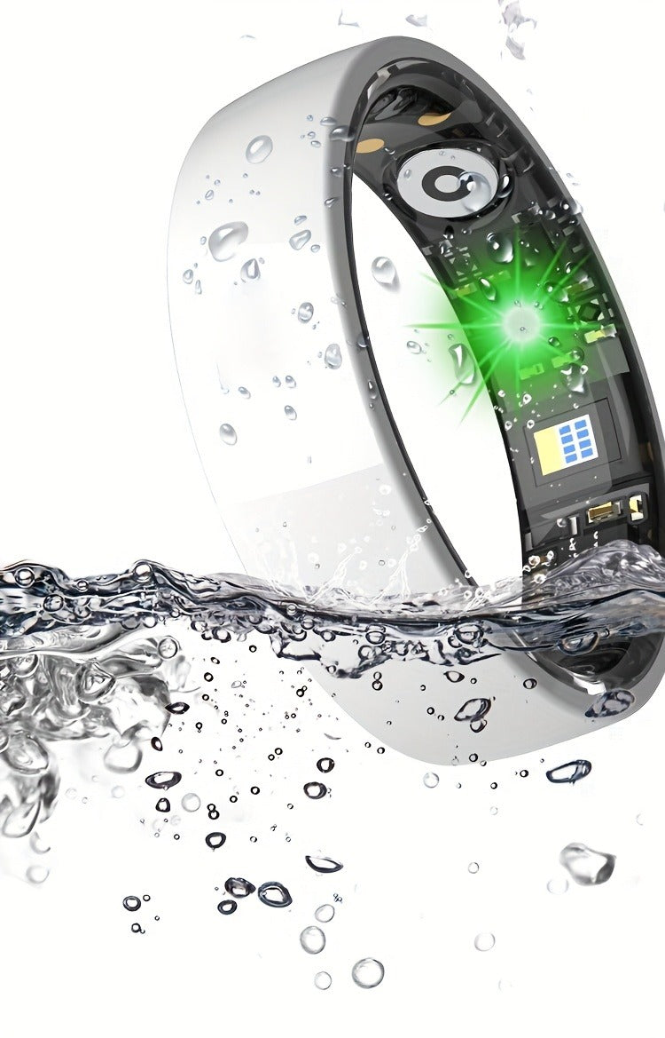 N-Style Smart Ring with Screenless Sensor Design, Charging Case, Black, Pink or White Finish and Sizes 7–13