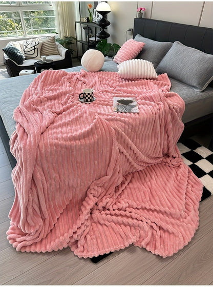 Fleece Blanket Double-Sided 3D Faux Rabbit Fur Throw – Ultra-Soft Thick 300-350g/m² for Home, Office, Travel & Camping