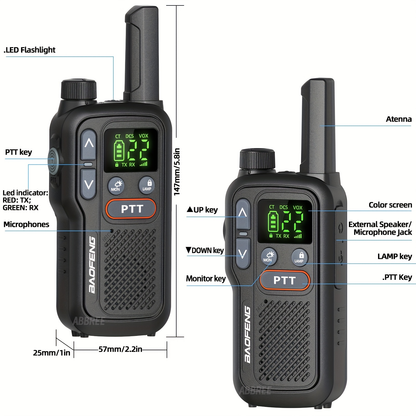 FRS Two Way Radio Rechargeable, BAOFENG BF-T18 Walkie Talkies Long Range with NOAA Weather Alert, VOX Hands-Free, 1500mAh USB-C Battery
