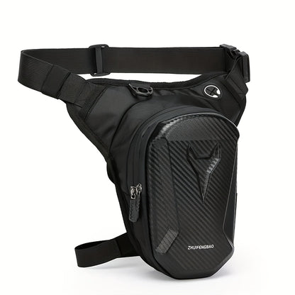 Waterproof Motorcycle Leg Bag EVA with Headphone Jack Double Zipper Adjustable Strap for Off-Road Riding – Thigh Waist Pack Secure Storage