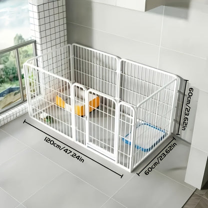 Indoor Dog Enclosure Stainless Steel Multi-Functional Playpen with Resting Play & Potty Training Areas – Flexible Modular Design
