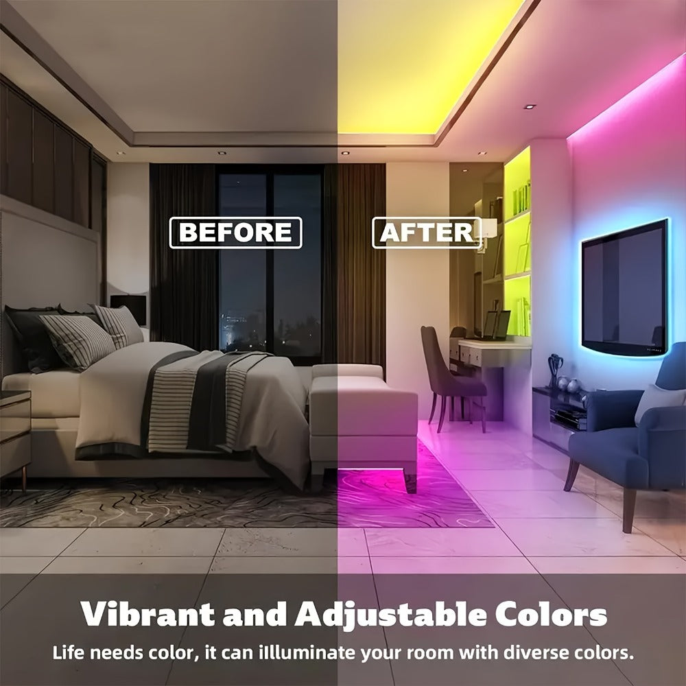 LED Strip Light RGB 100ft Two-Roll Kit with 44-Key Remote, Included Power Supply and Adhesive Backing