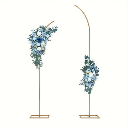 Two-Piece Gold Metal Arch Stand Set with Curved-Top 6FT and 8FT Frames for Backdrop Arrangements