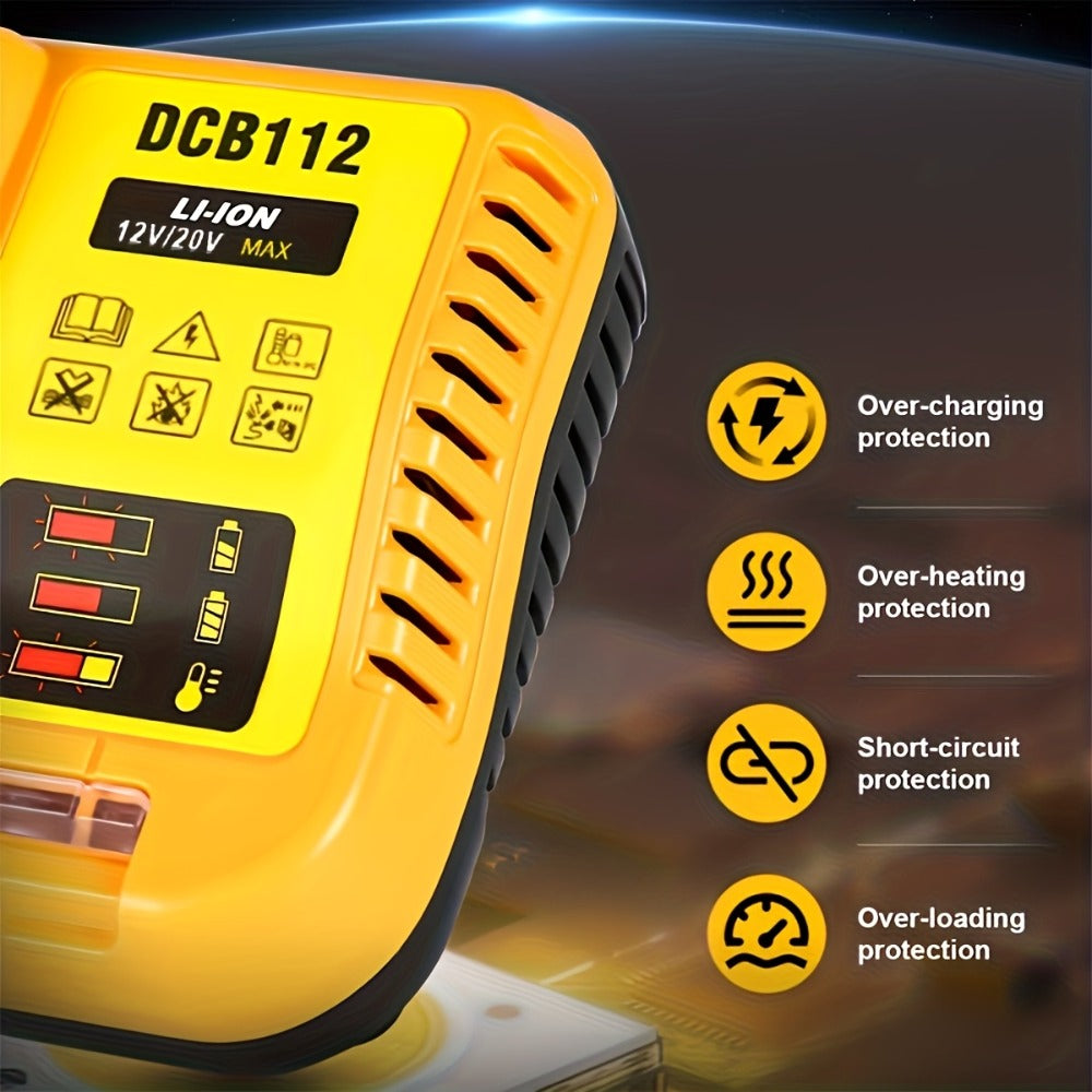 Fast Battery Charger for DeWalt 12V 20V 60V MAX Compatible with DCB120 DCB126 DCB200 DCB201 for Entryways, Bedrooms and Living Spaces