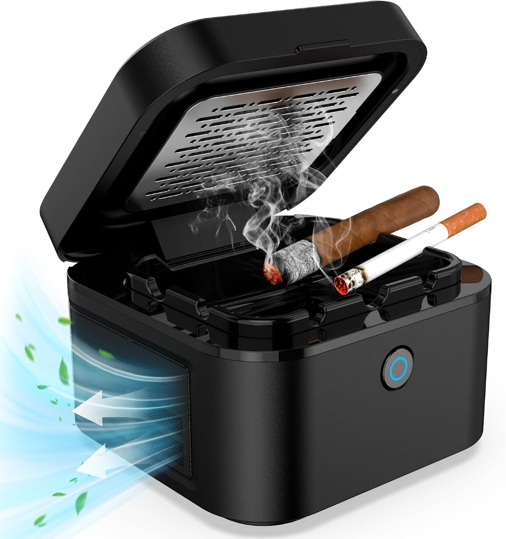 Smokeless Ashtray with HEPA Filter, USB Rechargeable Indoor Ashtray for Home Office Car, 4 Filters Included