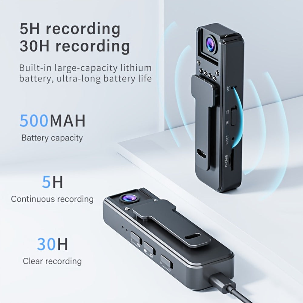 HD Night Vision Body Camera Portable Clip-On Wearable Sports Action Cam with Wide Angle Lens for an Everyday Personal Care Routine