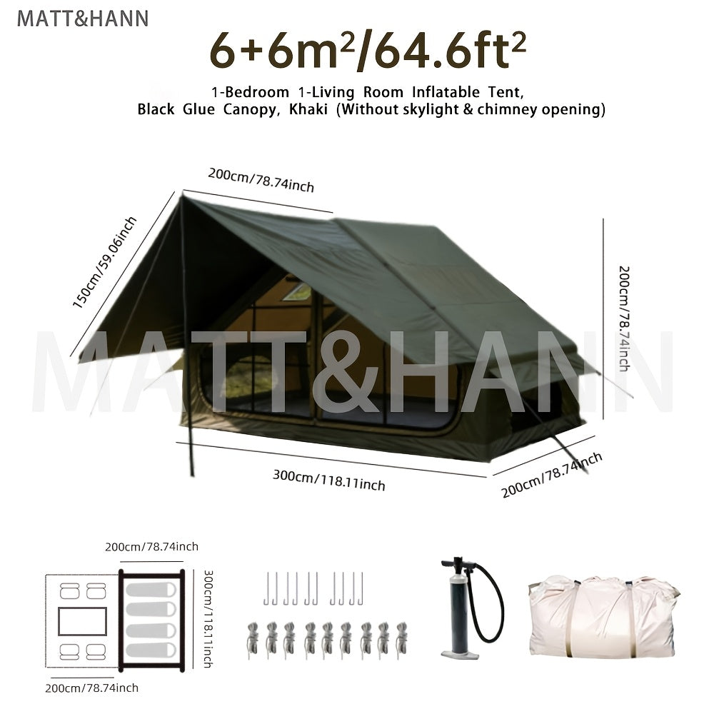 Inflatable Camping Tent 4-8 Person Air Cabin Glamping UV Protection for Garden, Patio and Yard Use
