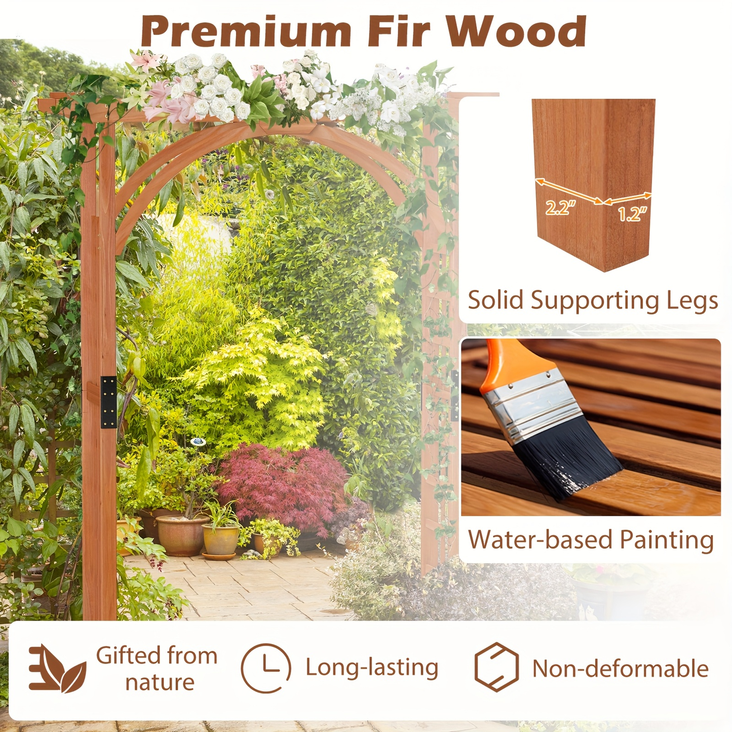 Cedar Wood Arbor 84" Double Lattice Garden Arch Pergola Trellis for Garden, Patio and Yard Use