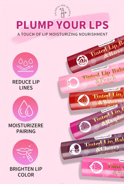 MISS FACTOR 30-Piece Tinted Lip Balm Set with Capped Tubes Organized into Six Color Groups