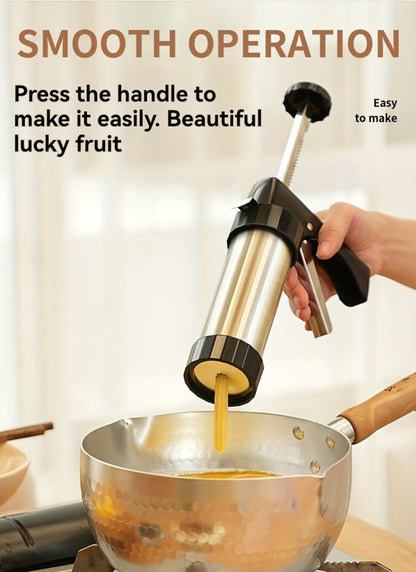 Cookie Press Set 8 Piece Stainless Steel Manual Churro Maker Flower Cookie Mold Baking Tool for Entryways, Bedrooms and Living Spaces