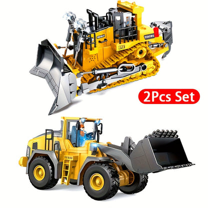 RC Excavator Toy 1:18 Scale 2.4GHz Remote Control with Metal Scoop 680-Degree Rotation Lights & Sound