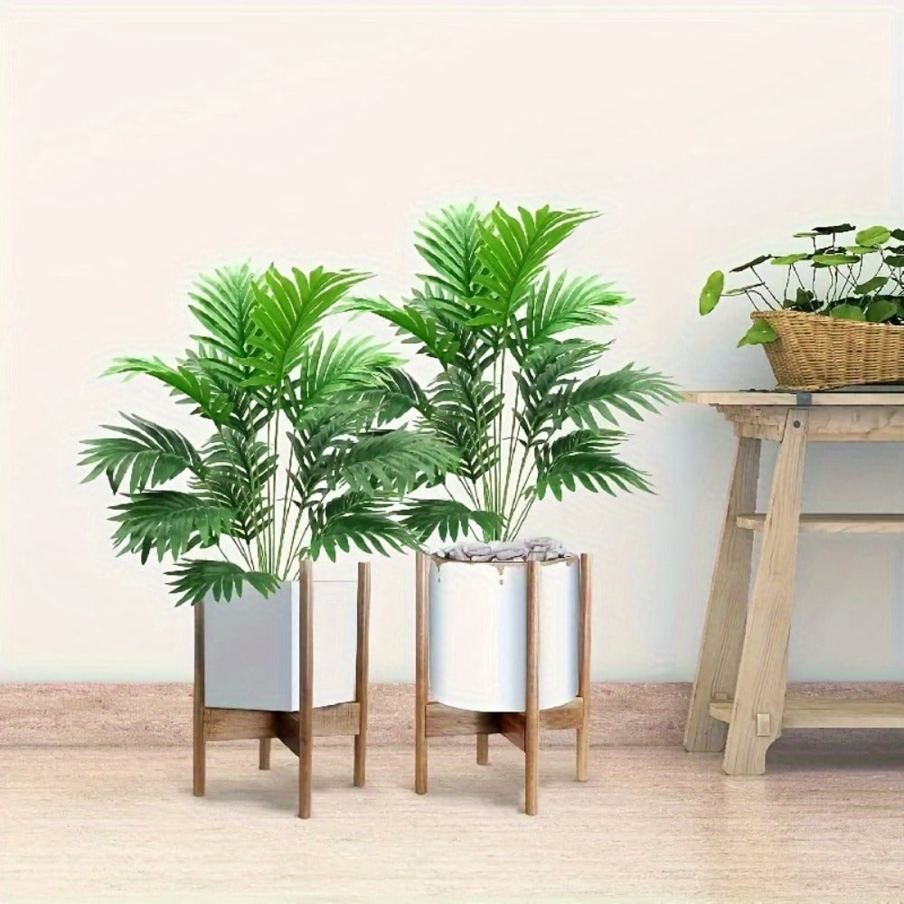 Artificial Palm Leaf Stems, Two-Piece Greenery Set at 26.77 Inches without Included Planter or Basket