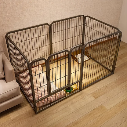 Indoor Dog Playpen Enclosure – Stainless Steel Multi-Functional Pen with Rest, Play & Potty Area | Flexible Shape for Small to Medium Dogs