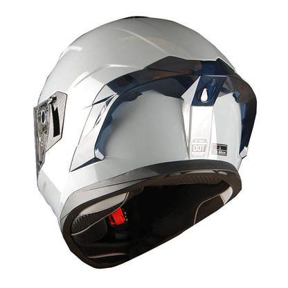Motorcycle Helmet Full-Face Dual-Visor Shell with Clear Outer Shield, Smoked Inner Visor, Nine Colors and S-XL Sizes