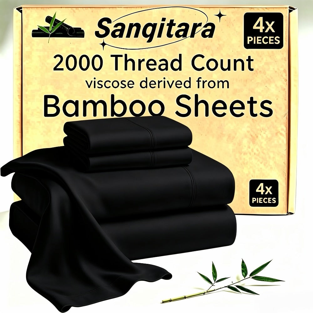 Cooling Fitted Sheet Bamboo Blend Ultra-Soft Deep Pocket Bed Sheet for Hot Sleepers Twin Full Queen King Size Machine Washable Breathable