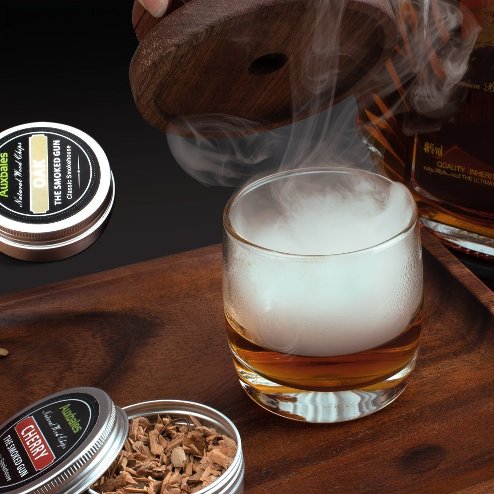 Whiskey Smoker Kit with 4 Wood Chip Flavors & Filters, Cocktail Smoker Set, Whiskey Gifts for Men