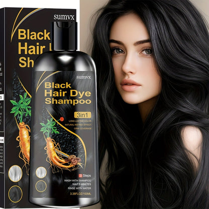 Hair Dye Shampoo, SUMVX 100ml 3-in-1 Bottle with Brown, Chestnut Brown and Black Shade Options
