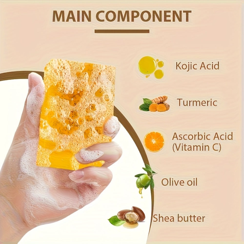 Turmeric Vitamin C Facial Cleansing Kit Face Wash Foam Soap Bars Set Nourishing Gentle for Bath Time, Home Spa and Personal Care