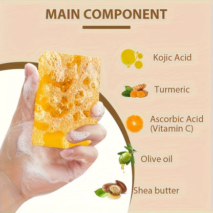 Turmeric Vitamin C Facial Cleansing Kit Face Wash Foam Soap Bars Set Nourishing Gentle for Bath Time, Home Spa and Personal Care