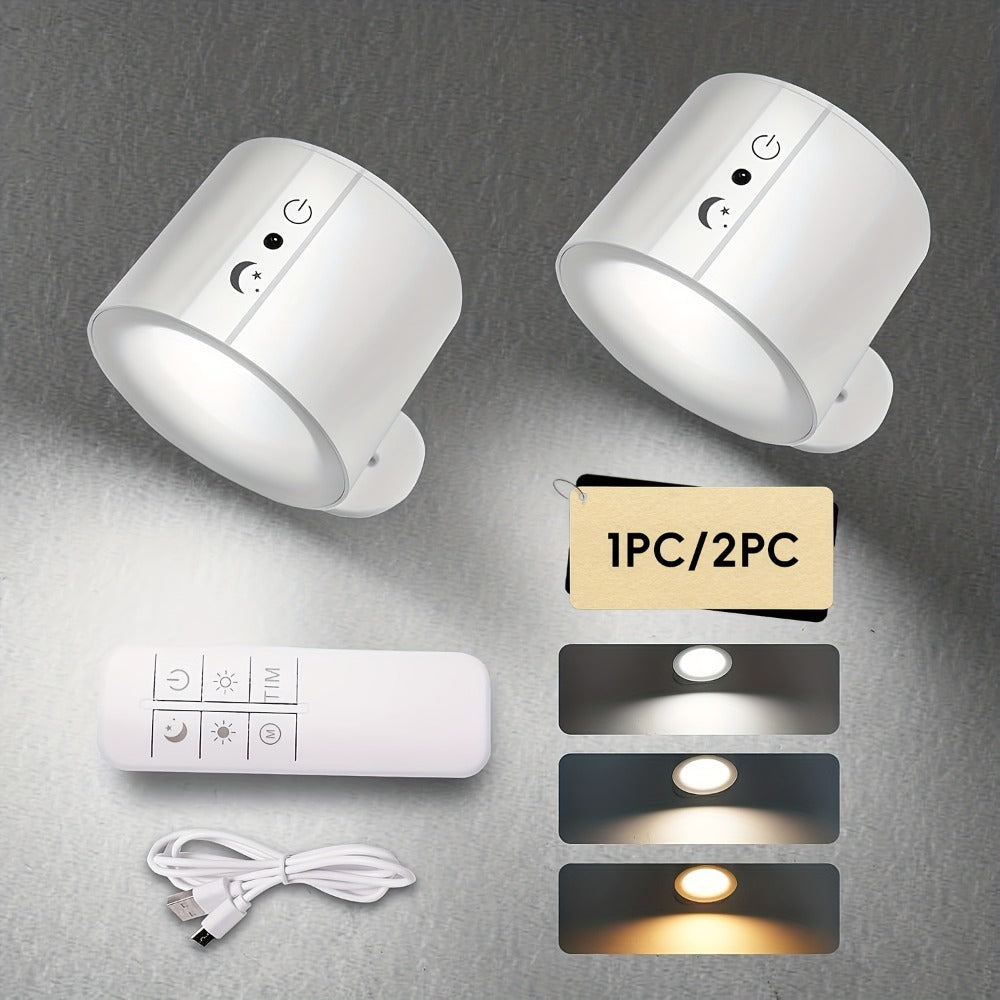 Magnetic LED Wall Sconce with 360-Degree Rotation, Three Color Temperatures and One or Two-Light Options