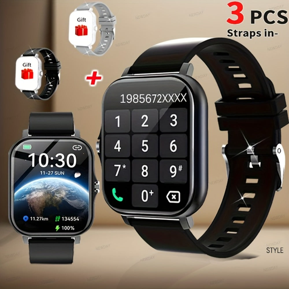 Smart Watch 1.83-Inch Full Touch Display with Wireless Calling, 180mAh Battery and Three-Strap Set