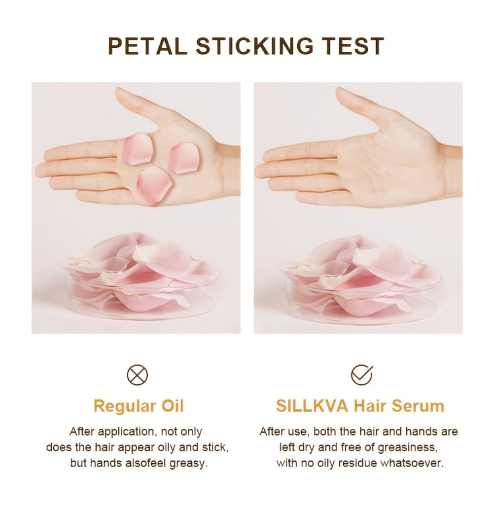 SILLKVA Argan Oil Liquid Hair Serum, Frizz Control & Flyaway Tamer, Smoothing Leave-In Treatment for Dry Damaged Hair