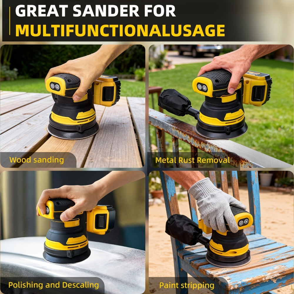 Cordless Orbital Sander Compatible with DeWalt DCB Battery for Entryways, Bedrooms and Living Spaces